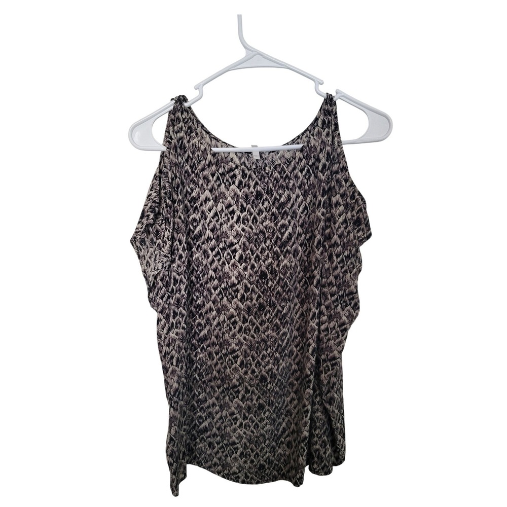 Joie Silk Cold Shoulder Top Womens Small Black White Feather Print Blouse Boho